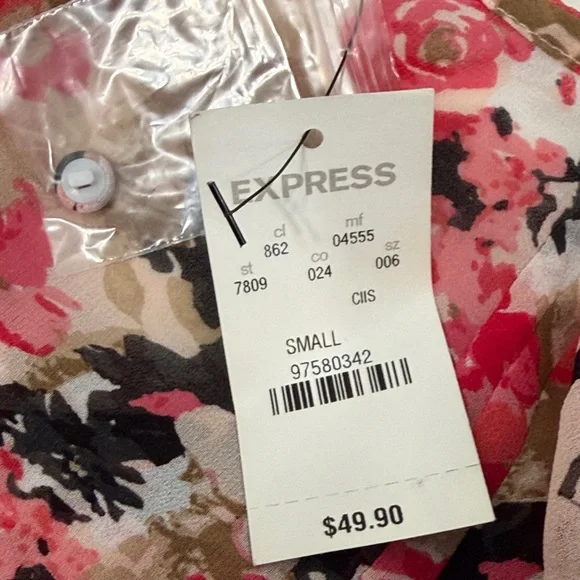 Express Women's Floral Ruffled Babydoll Fairy Blouse, New with Tags, Small - Picture 10 of 11